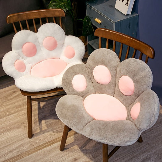 65cm Cartoon Bear Paw Half Wrap Around Cushion, Winter Office Seat Cushion, Student Cushion, Cat Paw Cushion - LESSANA