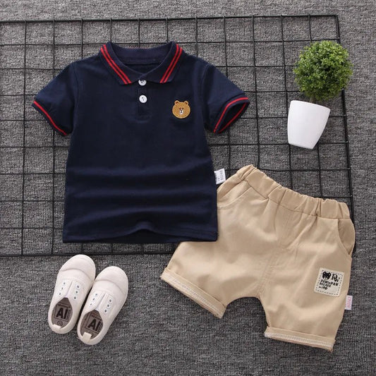 Baby Boy Clothes Summer Children Clothing Polo Shirt Sets Boys Short Toddler Sleeve T-shirt Kids Sports Suit 2pcs Cotton 1-5y - LESSANA