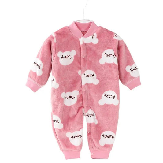 Baby Boys Girls Romper Flannel Long Sleeve Cartoon keep warm Jumpsuit Infant Clothing winter Newborn Baby Clothes - LESSANA