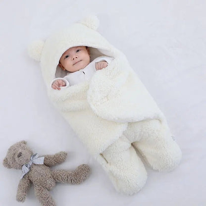 Baby Sleeping Bag Ultra-Soft Fluffy Fleece Newborn Cocoon Blanket Infant Boys Girls Clothes Sleeping Nursery Wrap Swaddle 3 6 M - LESSANA