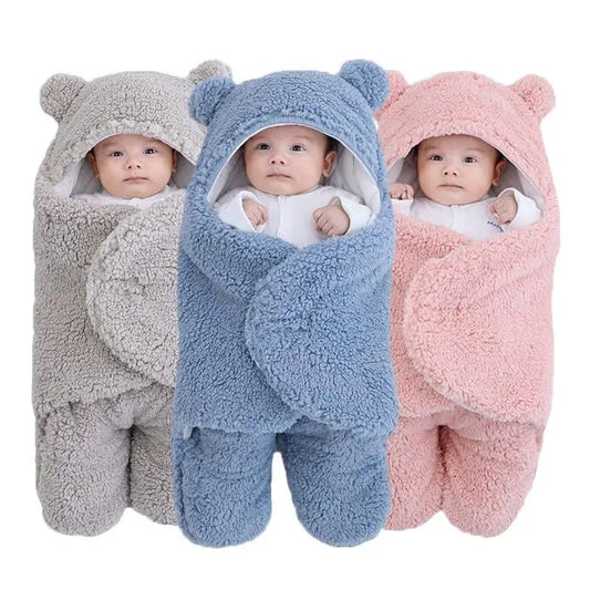 Baby Sleeping Bag Ultra-Soft Fluffy Fleece Newborn Cocoon Blanket Infant Boys Girls Clothes Sleeping Nursery Wrap Swaddle 3 6 M - LESSANA