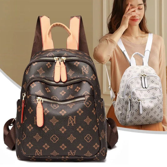 Bag 2023 New Printed Backpack Large Capacity Travel Backpack Old Fashionable Leisure Versatile Women's Bag Schoolbag - LESSANA
