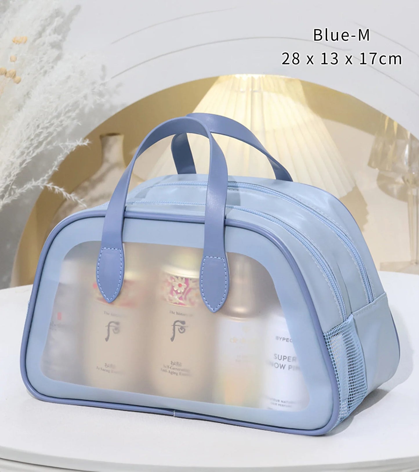 Bath Bag Dry-Wet Separation Partition Toiletry Bag Portable PVC Double-Layer Cosmetic Bag for Travel, Beach, Pool Bathing - LESSANA