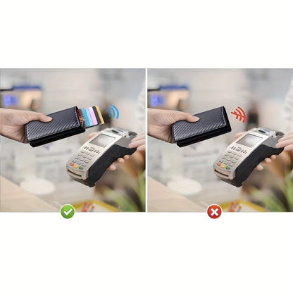 Black Advanced Minimalist Multi-function Anti-RFID Blocking Protects ID Credit Card Holders - LESSANA