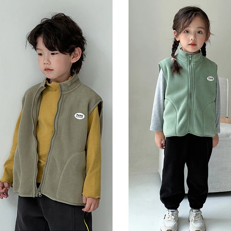 Boys and girls autumn and winter sleeveless jacket 2-9 years old Korean version leisure sports vest 2023 fashion child Clothing - LESSANA