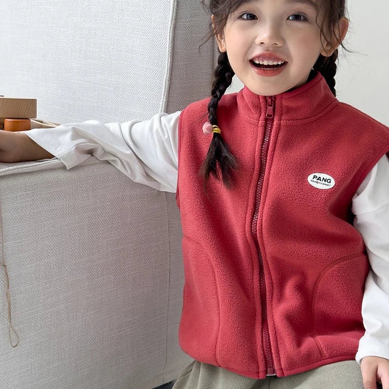 Boys and girls autumn and winter sleeveless jacket 2-9 years old Korean version leisure sports vest 2023 fashion child Clothing - LESSANA