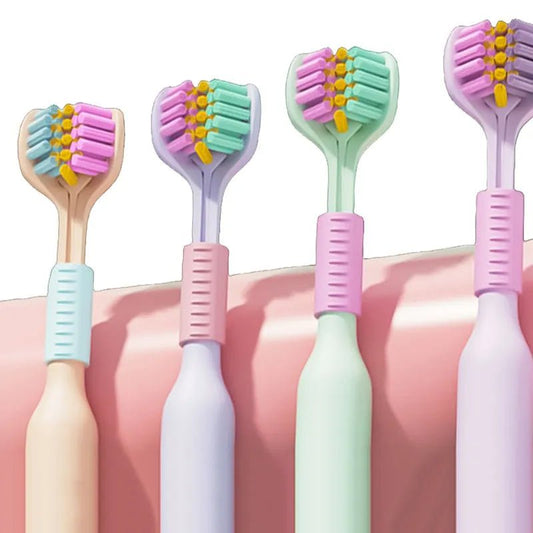 Children's 3D Soft Hair Mouth Safe Cleaning Baby Teeth Brushs Adult 360° Three-head U-shaped Toothbrush Baby Oral Care Products - LESSANA
