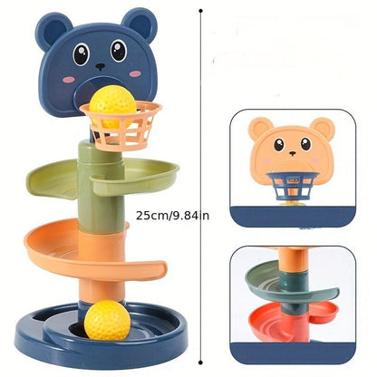 Children's Ramp Toy Basketball Track, Children's Fun Track Sliding Tower Rotating Track Ball, Rolling Ball Toy Interesting Baby Puzzle Game Early Education Rolling Ball Toy Children's Toy - LESSANA