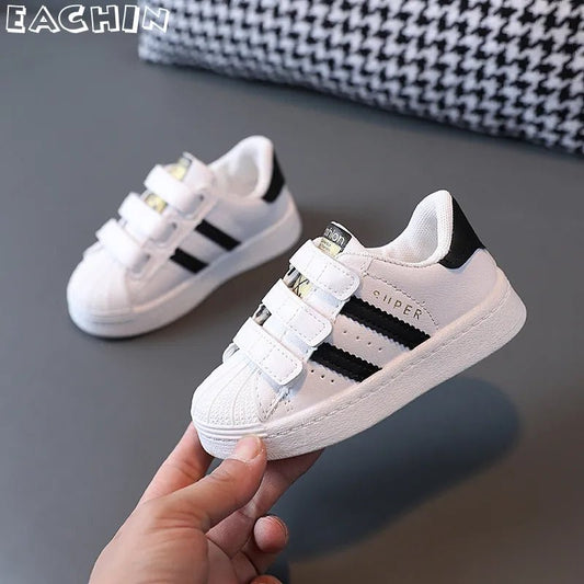 Children's Sneakers Kids Fashion Design White Non-slip Casual Shoes for Boys Girls Hook Breathable Sneakers Toddler Outdoor Shoe - LESSANA