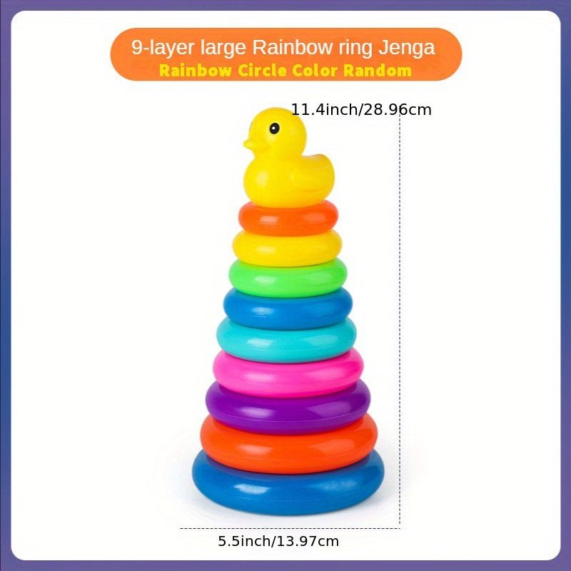 Color Random Rainbow Circle Educational Toys Colorful Circle Stacking Music Early Education Toys,Christmas Gift,Halloween Gift - LESSANA