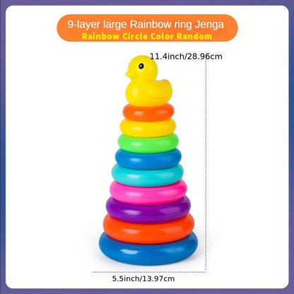 Color Random Rainbow Circle Educational Toys Colorful Circle Stacking Music Early Education Toys,Christmas Gift,Halloween Gift - LESSANA