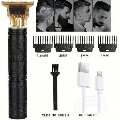 Cordless Hair Clipper, Professional Zero Gapped T Blade Trimmer For Hair Cutting With 4 Guide Combs, Hair Grooming Kit For Home Use And Barbershop - LESSANA