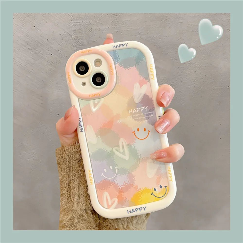 Cute Heart Love Shockproof Bumper Transparent Phone Case For iPhone 15 14 13 12 11 Pro Max Soft Silicone Clear Back Cover Case - LESSANA