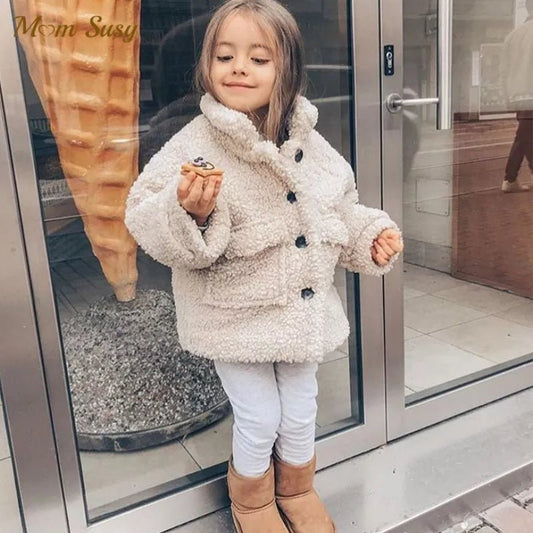Fashion Baby Girl Boy Winter Jacket Thick Lamb Wool Infant Toddler Child Warm Sheep Like Coat Baby Outwear Cotton 1-8Y - LESSANA