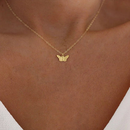 Fashion Choker Necklace Lovely Golden Silver Plated Butterfly Necklace Short Women Summer Holiday Romantic Gift Jewelry Wholesal - LESSANA