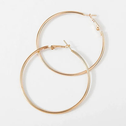 Fashion Large Hoop Earrings 40mm 60mm 80mm Big Smooth Circle Earrings Round Brincos Loop Earrings for Women Jewelry Party Gifts - LESSANA