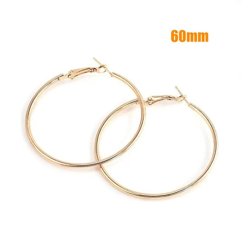 Fashion Large Hoop Earrings 40mm 60mm 80mm Big Smooth Circle Earrings Round Brincos Loop Earrings for Women Jewelry Party Gifts - LESSANA
