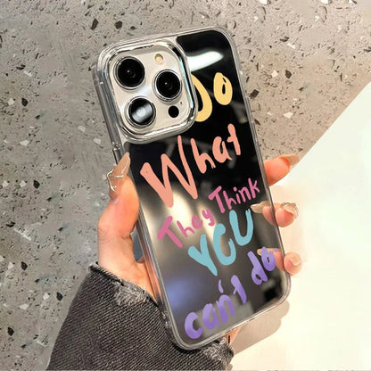 For iPhone 11 Mirror Phone Case For iPhone 11 12 13 14 Pro Max X XS Max XR Cases Aesthetic Art Letter Make up Mirror Soft Cover - LESSANA