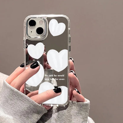 For iPhone 11 Mirror Phone Case For iPhone 11 12 13 14 Pro Max X XS Max XR Cases Aesthetic Art Letter Make up Mirror Soft Cover - LESSANA