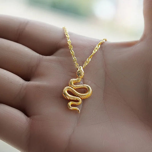 Goth Snake Pendant Necklace For Women Stainless Steel Gold Plated Necklaces 2023 Trend Aesthetic Jewelry choker collares mujer - LESSANA