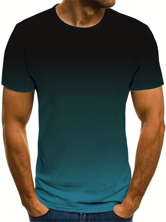 Gradient Style Men's Comfy T-shirt, Men's Summer Outdoor Clothes, Men's Clothing, Tops For Men, Gift For Men - LESSANA