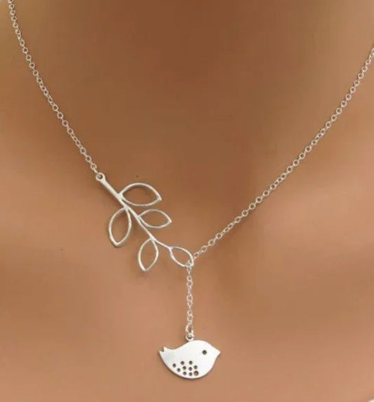 Hot Fashion Casual Personality Brand Leaf Bird Lariat Necklaces Pendants Bar Simple Leaf Bird Choker Necklaces For Women - LESSANA