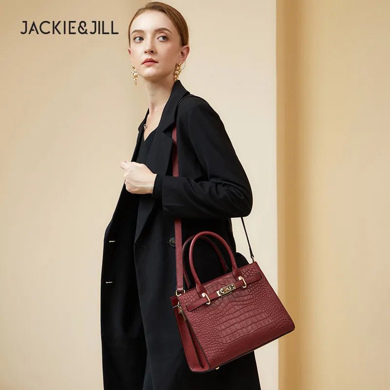 Jackie&Jill New Women'S Bags Fashion Crocodile Embossed Cowhide Material Ladies Handbag Tote Bag Handbag - LESSANA