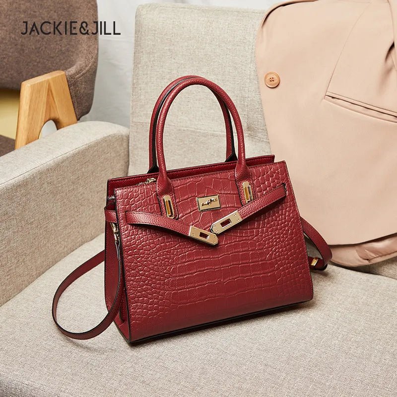 Jackie&Jill New Women'S Bags Fashion Crocodile Embossed Cowhide Material Ladies Handbag Tote Bag Handbag - LESSANA
