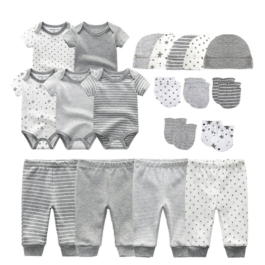 Kiddiezoom Baby Clothing Sets Newborn Boy Girl Infant Bodysuits+Pants+Hats+Gloves/Bibs Unisex Clothes Bebes - LESSANA