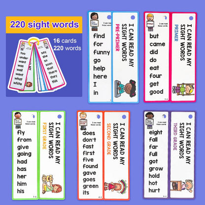 Kids 3-8 Years English 220 Sight Words Cards Vocabulary Building Montessori Learning Toys, Memorise Games Gifts Educational Flashcard - LESSANA