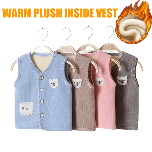 Kids Clothes Waistcoat Children's Vest Boy Girl Thicken Velvet lining Keep Warm Jackets Vest Children's Clothing Autumn Winter - LESSANA