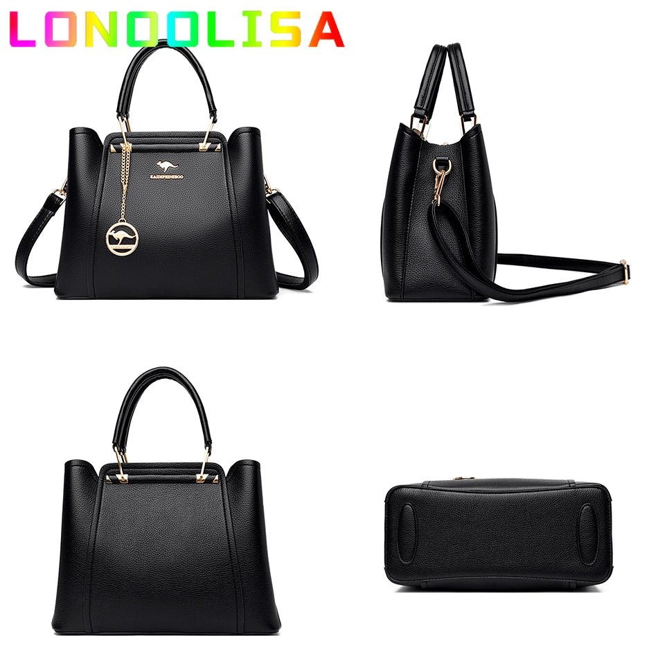 Luxury Brand Soft Leather Handbags Women Designer 3 Layers Shoulder Crossbody Sac Ladies Large Capacity Shopping Messenger Tote - LESSANA
