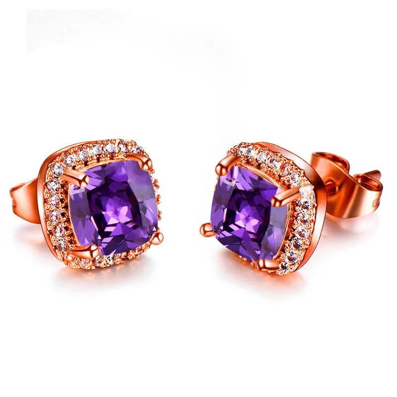 Luxury Female Crystal Zircon Stone Earrings Fashion Silver Color Jewelry Vintage Double Stud Earrings For Women - LESSANA