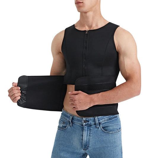 Men Waist Trainer Sauna Vest Fitness Corset Abdomen Slimming Body Shaper Belly Reducing Shapewear Burn Fat Shirt Trimmer Belt - LESSANA