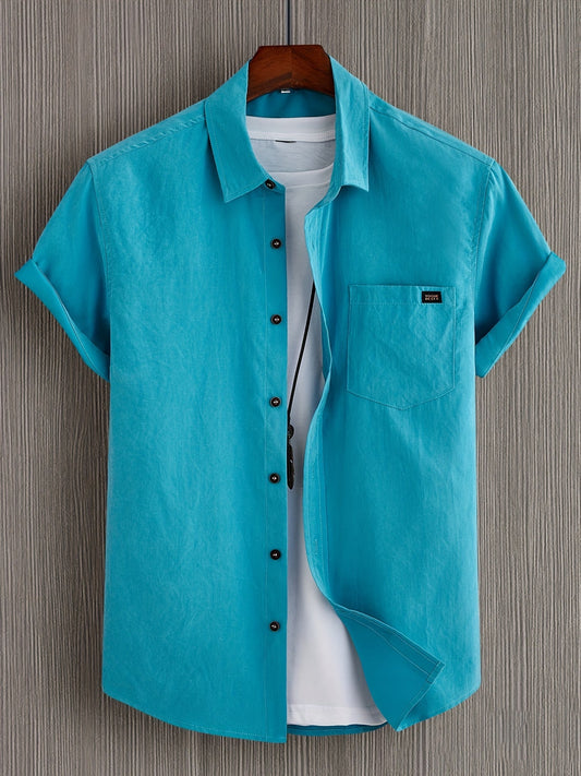 Men's Casual Button-down Short Sleeve Shirt - LESSANA