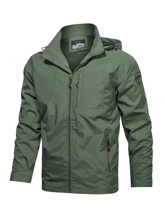 Men's Fall/Winter Casual Lightweight Waterproof Windbreaker Hooded Jacket With Zipped Pockets - LESSANA