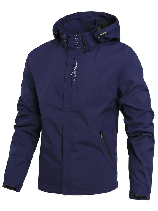 Men's Lightweight Waterproof Rain Jacket, Hooded Shell Outdoor Raincoat Hiking Windbreaker Jacket Coat - LESSANA