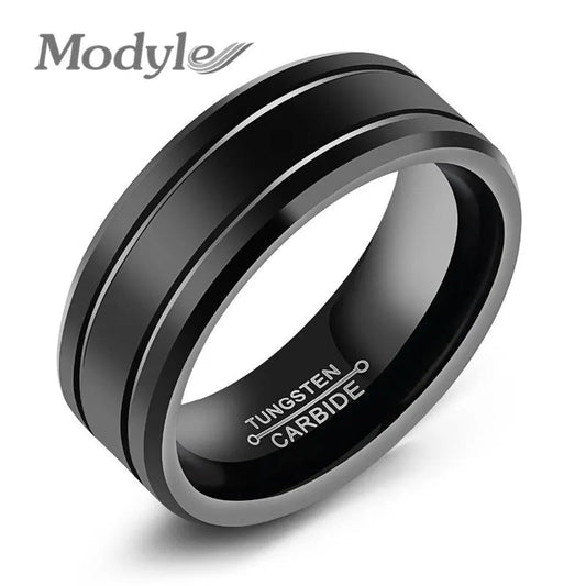 Modyle Fashion Black Tungsten Ring For Men Tungsten Wedding Ring Jewelry Fashion Men's Big Ring - LESSANA