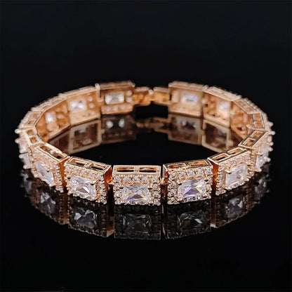 New Arrivals 18CM Luxury Heart Rose Gold Silver Color Bracelet Bangle for Women Wedding Bride on Hand Gift Jewelry S5777 - LESSANA