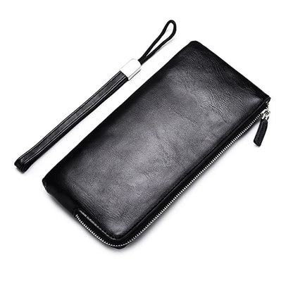 New Business Style Men's Clutch Large Wallet Soft PU Leather Male Wristlet Pack Bag Elegant Leisure Stylish Hand Bags Man Pouch - LESSANA