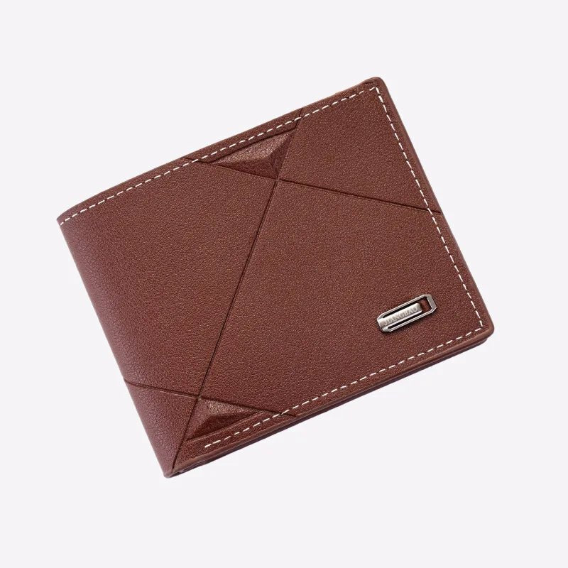 New Men's Wallet Short Multi-card Coin Purse Fashion Casual Wallet Male Youth Thin Three-fold Horizontal Soft Wallet Men PU - LESSANA