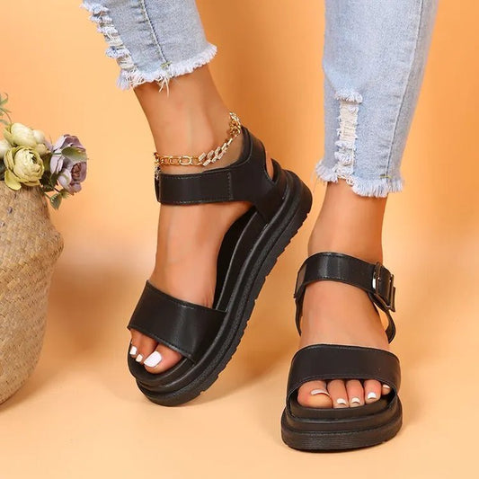 New Open Toe Platform Wedge Sandals Ladies Summer Buckle Beach Shoes Sexy Leather Fashion Casual Plus Size Sandals35-43 - LESSANA