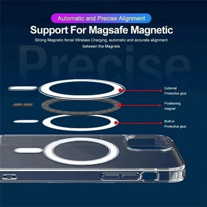 Original Clear For Magsafe Magnatic Wireless Charging Case For iPhone 13 12 14 11 15 Pro Max Mini X Xs XR 7Plus Shockproof Cover - LESSANA