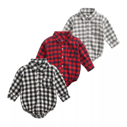 Sanlutoz Plaid Cotton Baby Boys Bodysuits Long Sleeve Baby Clothes Fashion Newborn Bodysuit for Boy - LESSANA