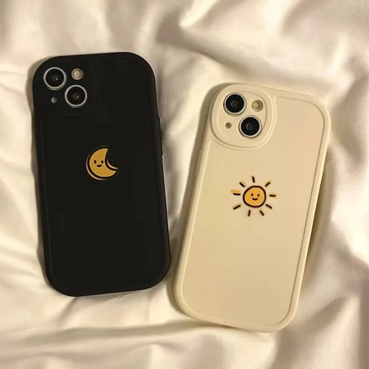 Simple Sun Moon Phone Case For iPhone 14 Plus 7 8 X XS XR 11 12 13 Pro Max Silicone Cases Cover - LESSANA