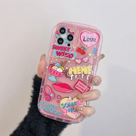 Sweet And Cool Powder Phone Case For iPhone 14 13 12 11 Pro XS MAX XR 7 8 Plus SE 2020 MINI Silicone Cover Cases - LESSANA