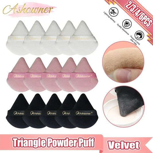 Triangle Powder Puff Soft Makeup Sponge for Face Make Up Eyes Contouring Shadow Cosmetic Washable Mini Velvet Foundation Puff - LESSANA