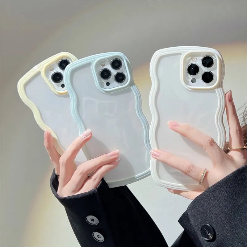 Two In One Wave Border Phone Case Suitable For iPhone 15 14 13 12 11 Pro Max XS Max X XR 8 7 Plus Candy Colored Airbag Anti Drop - LESSANA