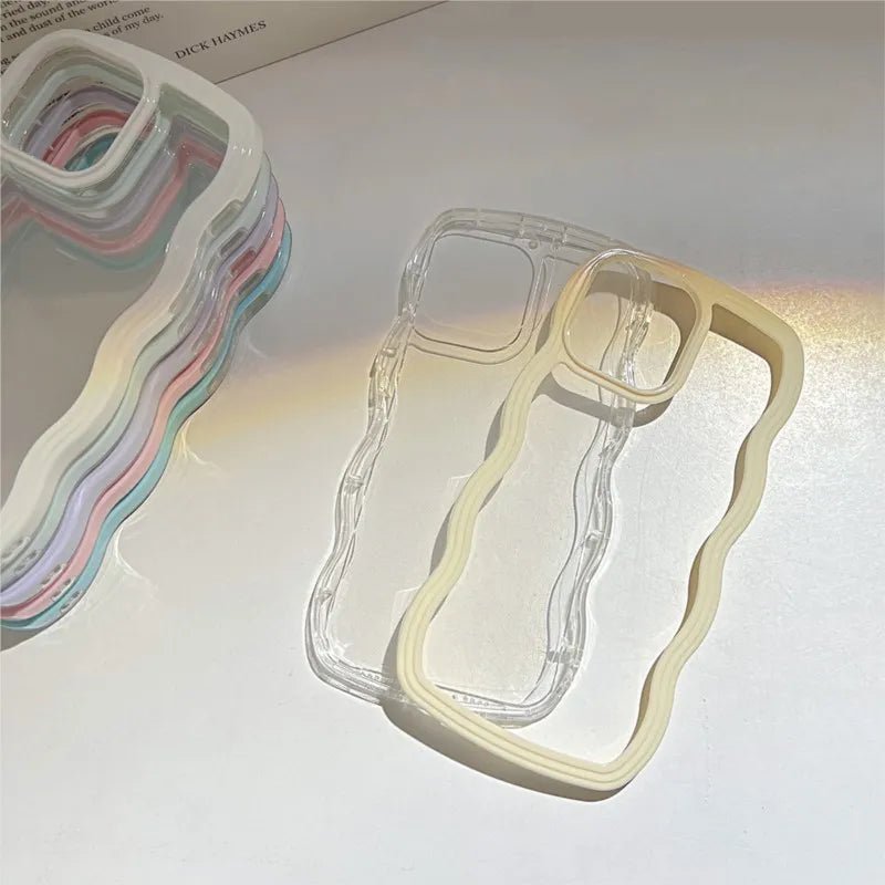 Two In One Wave Border Phone Case Suitable For iPhone 15 14 13 12 11 Pro Max XS Max X XR 8 7 Plus Candy Colored Airbag Anti Drop - LESSANA