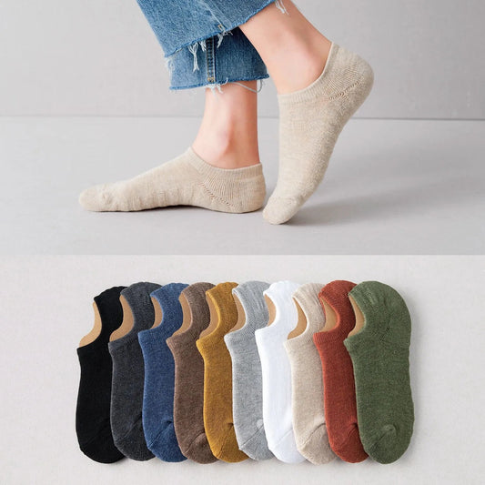 Women's Cotton Socks Invisible Socks Towel Bottom Thick Sweat Absorption Anti Slip Cotton Winter Autumn Ladies Looped Pile Sock - LESSANA